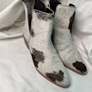 Cowhide Ankle Boots - Black and White